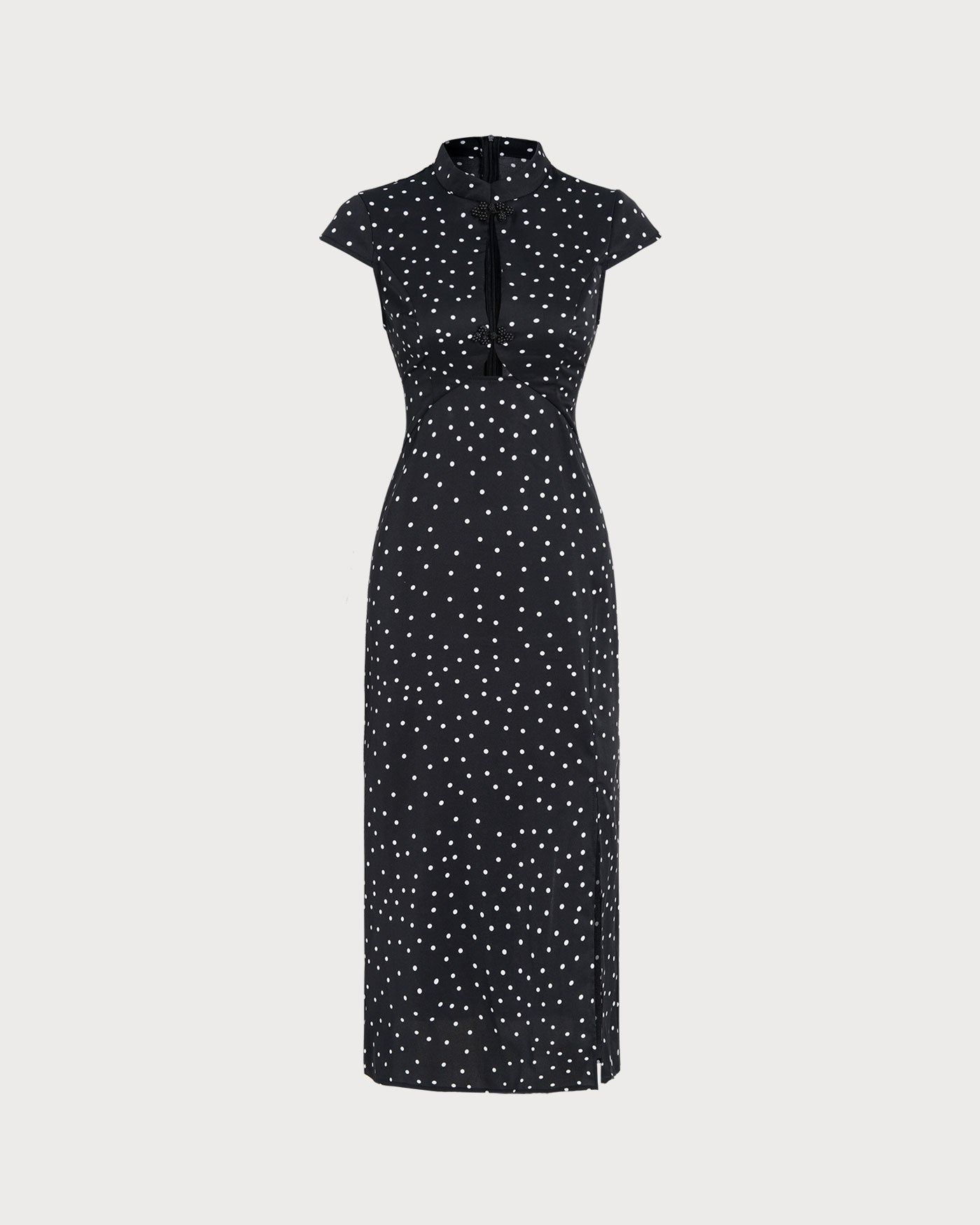Black Mandarin Midi Dress