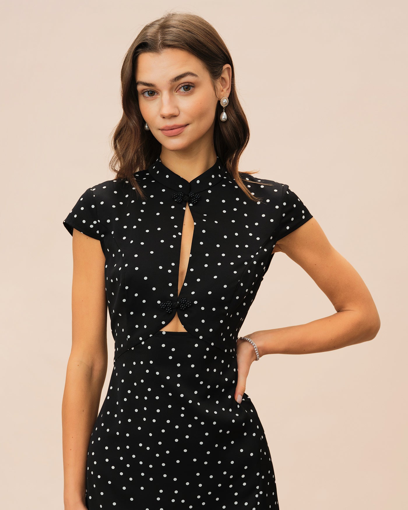 Black Mandarin Midi Dress