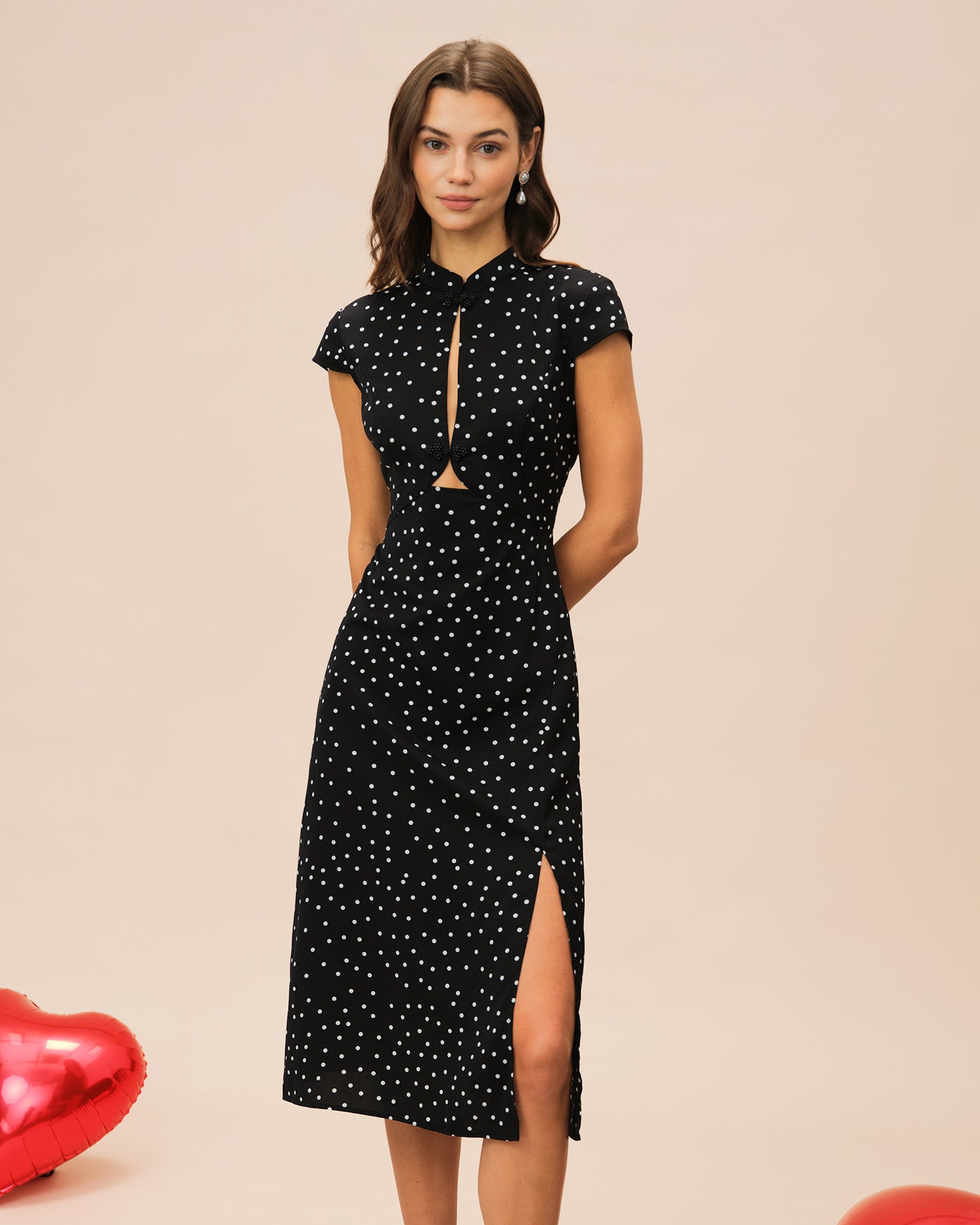Black Mandarin Midi Dress