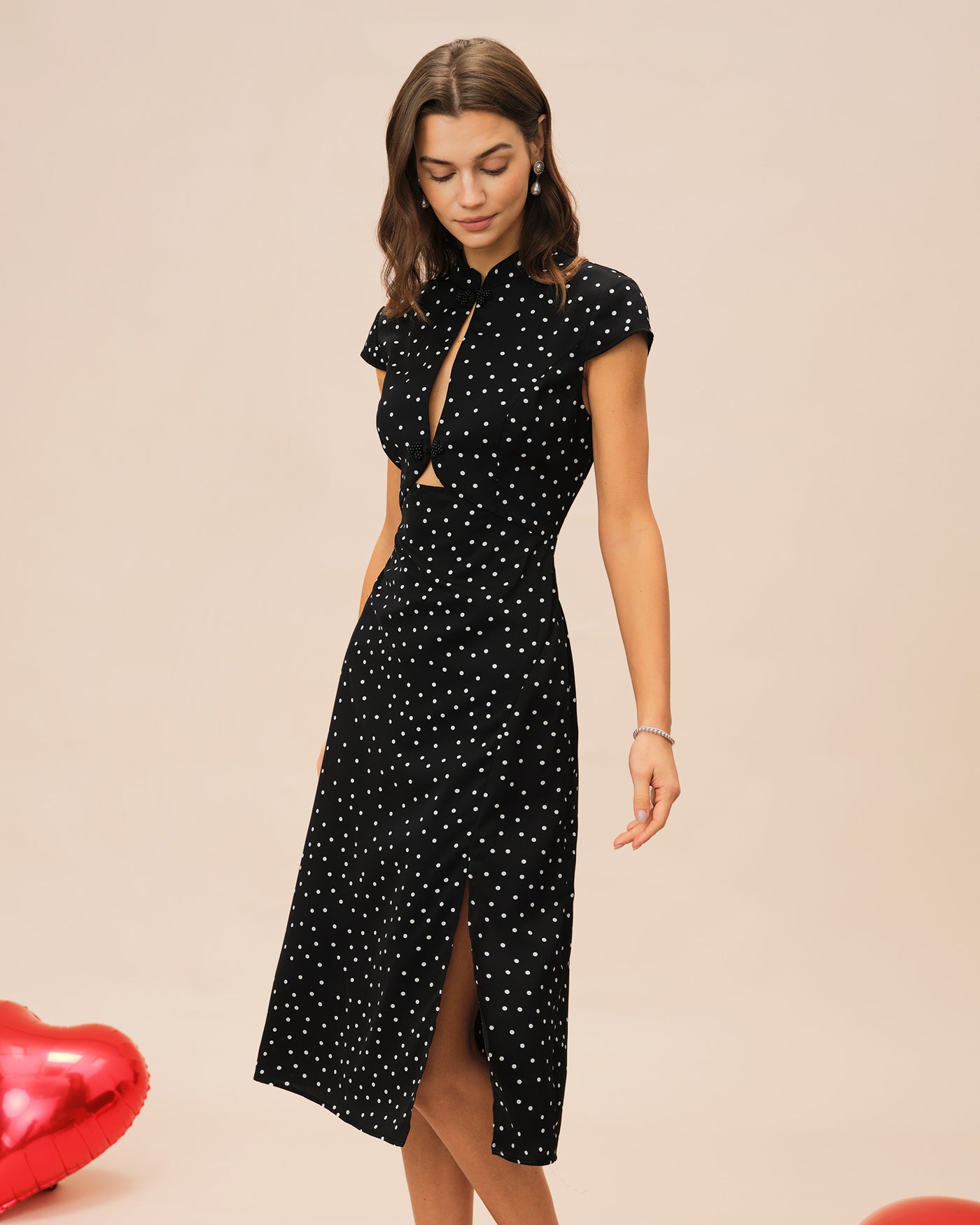 Black Mandarin Midi Dress