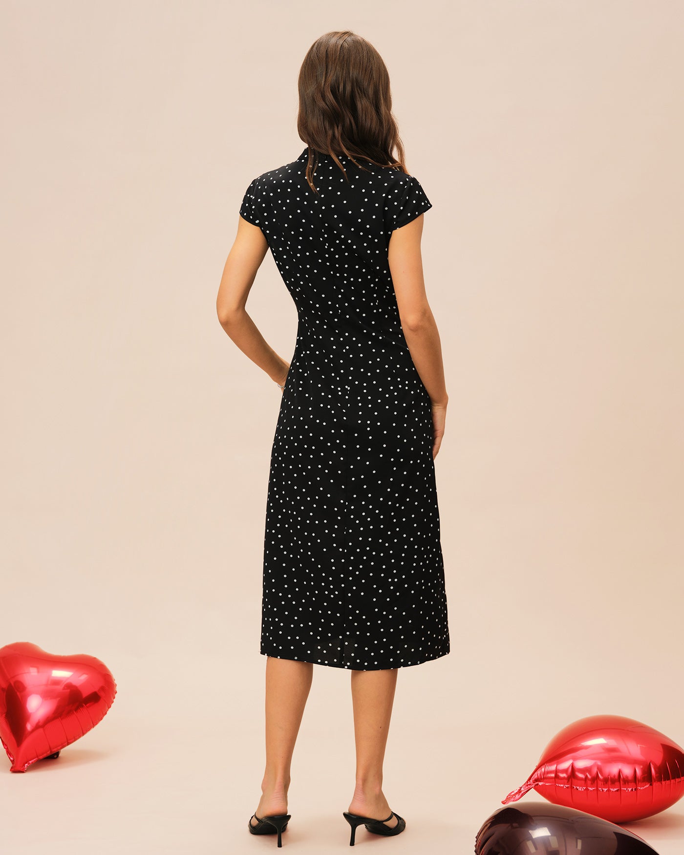 Black Mandarin Midi Dress